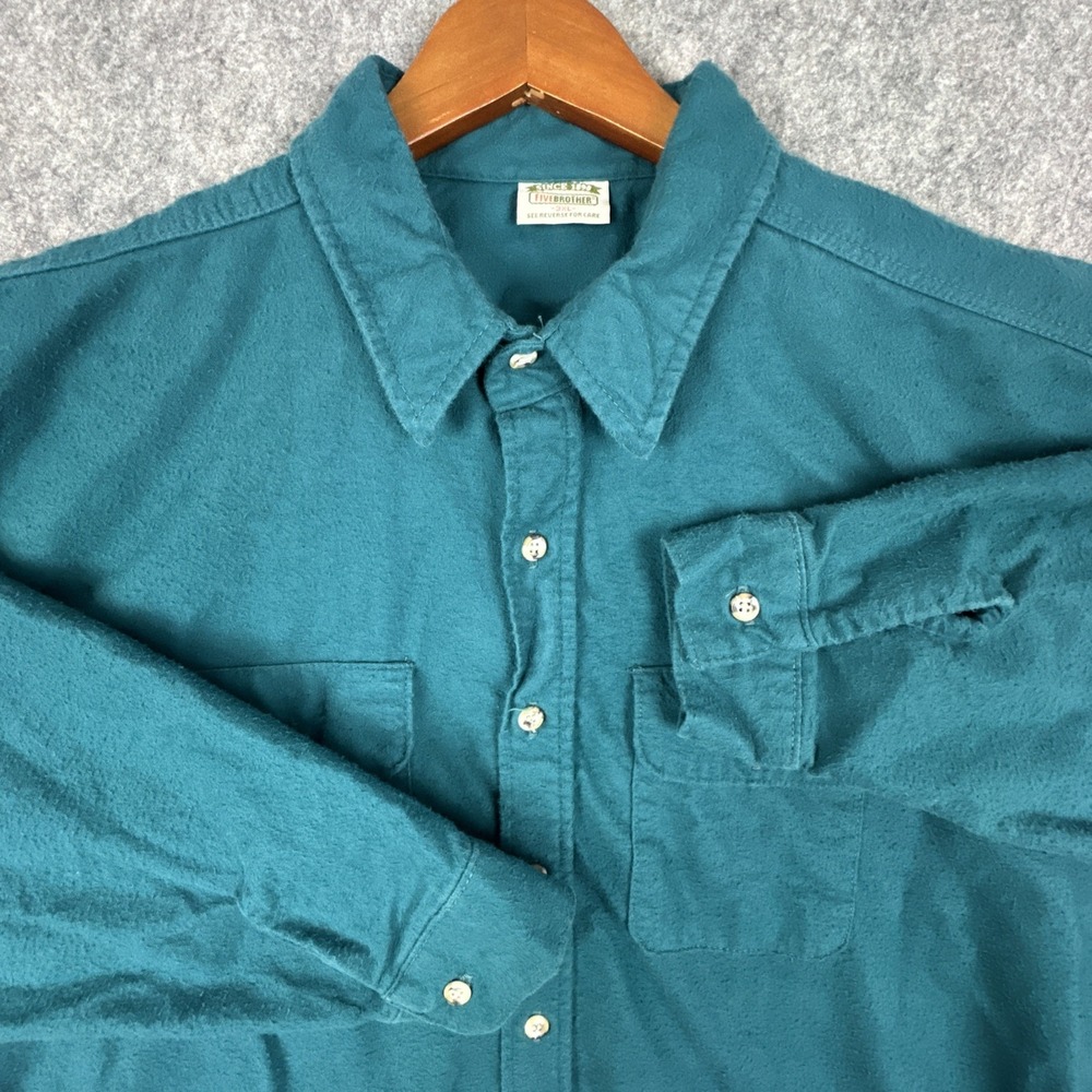 Five Brother Plaid Flannel Shirt Mens 3XL Teal Logger Lumberjack Union USA Made